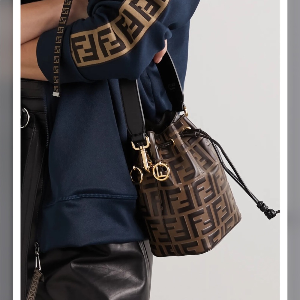 Fendi Brown and Black Monogram Mini Bucket Bag - Picture 2 of 7